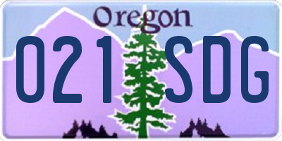 OR license plate 021SDG