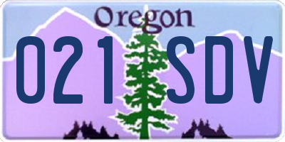 OR license plate 021SDV