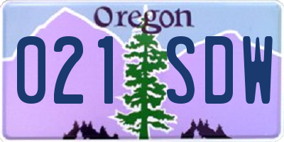 OR license plate 021SDW