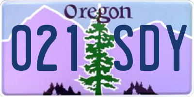 OR license plate 021SDY