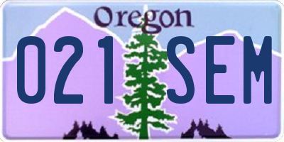 OR license plate 021SEM