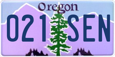 OR license plate 021SEN