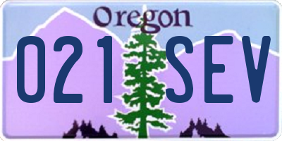 OR license plate 021SEV
