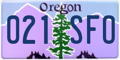 OR license plate 021SFO