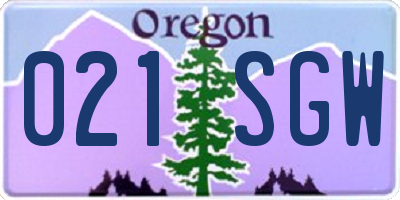 OR license plate 021SGW