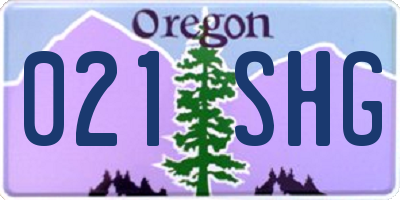 OR license plate 021SHG