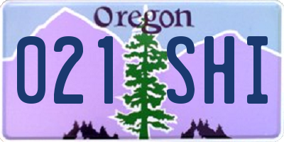 OR license plate 021SHI