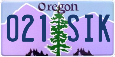 OR license plate 021SIK