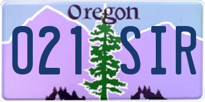 OR license plate 021SIR