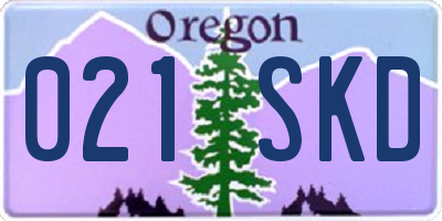 OR license plate 021SKD