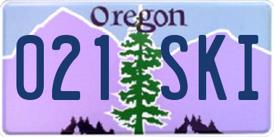 OR license plate 021SKI