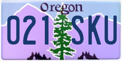 OR license plate 021SKU