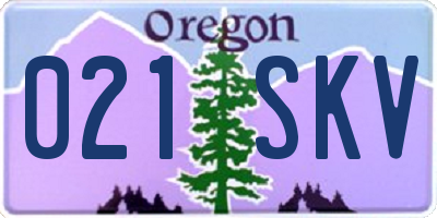 OR license plate 021SKV