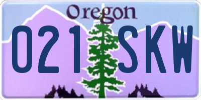 OR license plate 021SKW