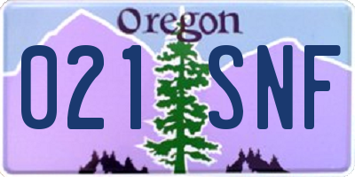 OR license plate 021SNF