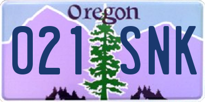 OR license plate 021SNK