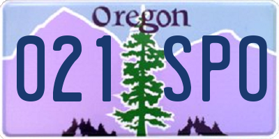 OR license plate 021SPO