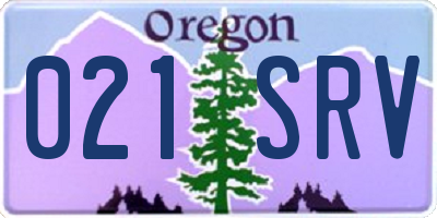 OR license plate 021SRV