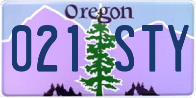 OR license plate 021STY