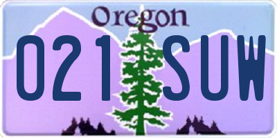OR license plate 021SUW