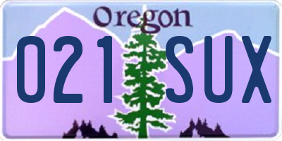 OR license plate 021SUX