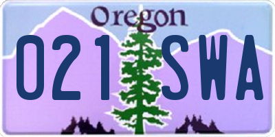 OR license plate 021SWA