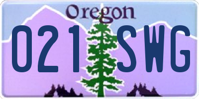 OR license plate 021SWG