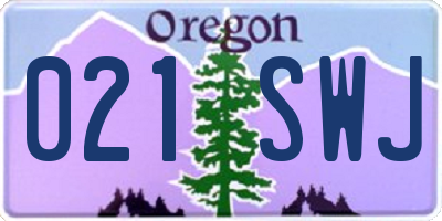 OR license plate 021SWJ