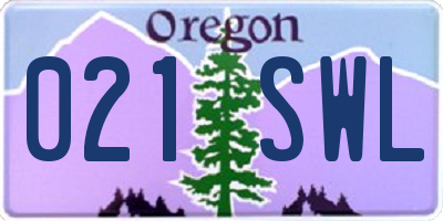 OR license plate 021SWL