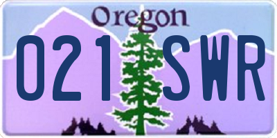 OR license plate 021SWR