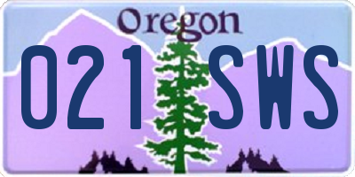 OR license plate 021SWS