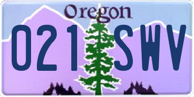 OR license plate 021SWV