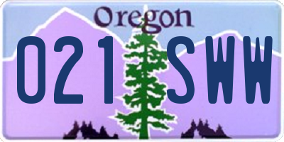OR license plate 021SWW