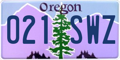 OR license plate 021SWZ