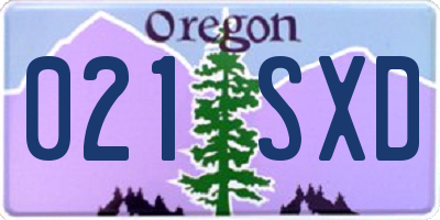 OR license plate 021SXD