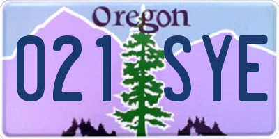 OR license plate 021SYE