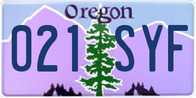 OR license plate 021SYF