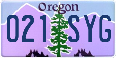 OR license plate 021SYG