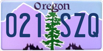 OR license plate 021SZQ