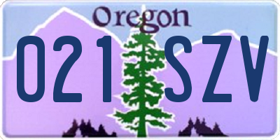 OR license plate 021SZV