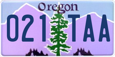 OR license plate 021TAA