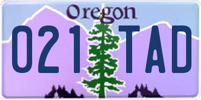 OR license plate 021TAD
