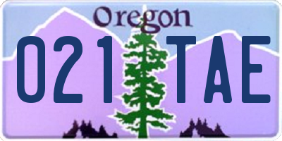 OR license plate 021TAE