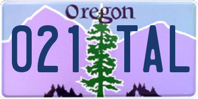 OR license plate 021TAL