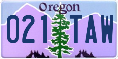 OR license plate 021TAW
