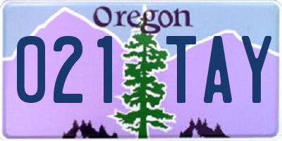 OR license plate 021TAY