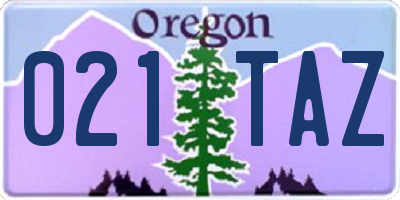 OR license plate 021TAZ