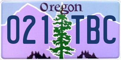 OR license plate 021TBC