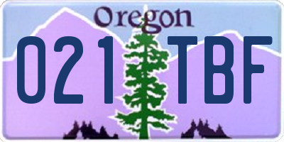 OR license plate 021TBF