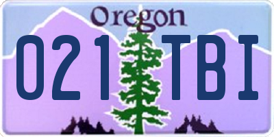 OR license plate 021TBI